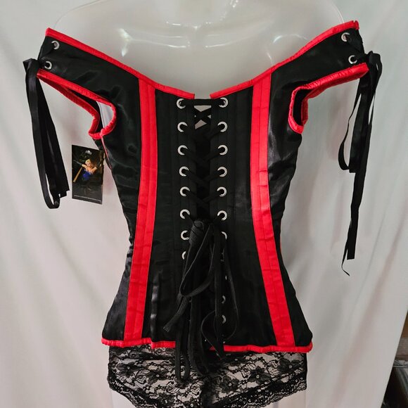 NWT S Vintage Victorian Handmade Tight Lacing Low V off the shoulder CORSET - Picture 2 of 15